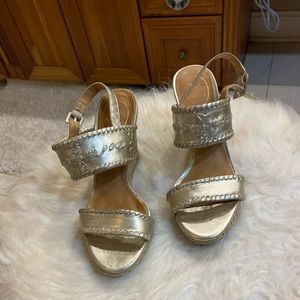 Jack Rogers gold wedges